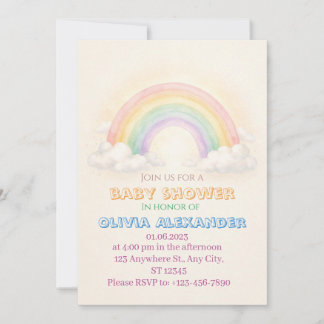 Invitación de Baby Shower Arcoíris Pastel | Capric