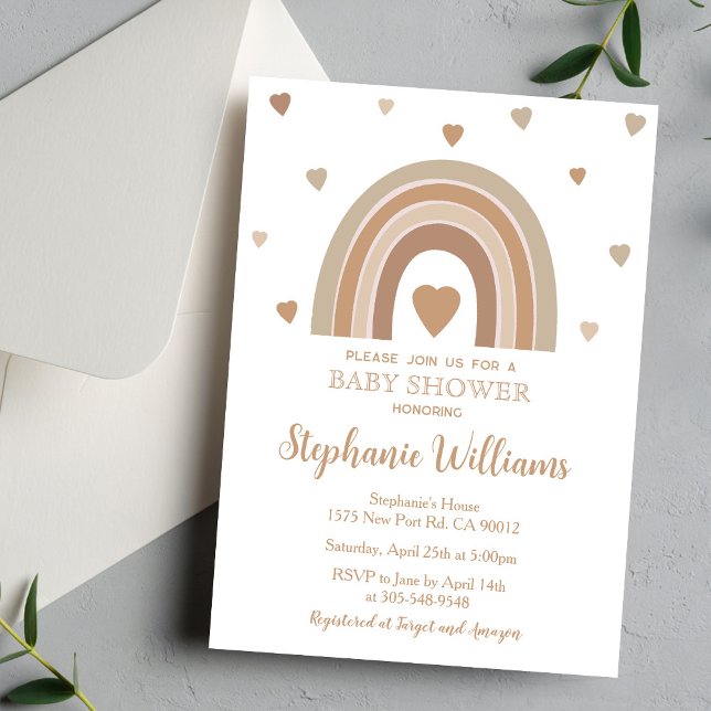 Invitación de Baby Shower Arcoíris Suave Boho (Subido por el creador)