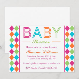 Invitación de Baby Shower Argyle multicolor