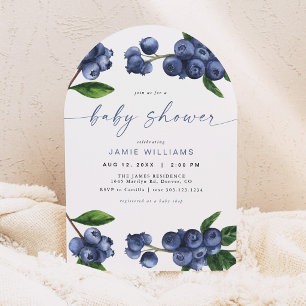 Invitación de Baby Shower Arqueada de Arándanos
