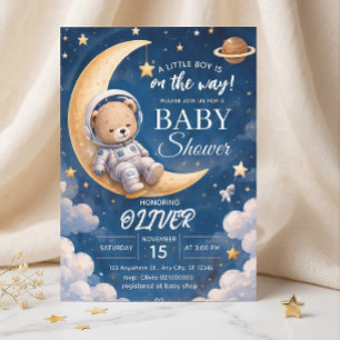 Invitación de Baby Shower Astronauta Niño Oso Espa