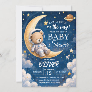 Invitación de Baby Shower Astronauta Niño Oso Espa