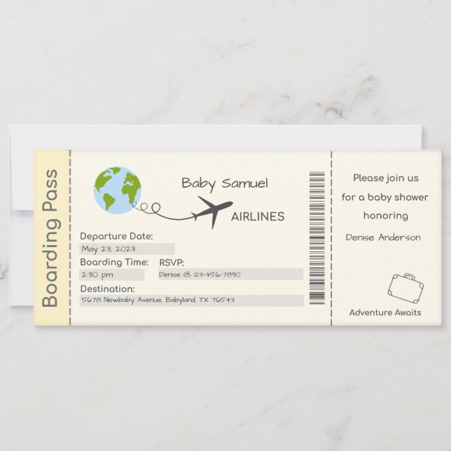 Invitación de Baby Shower, avenidas de aventura, v (Anverso)