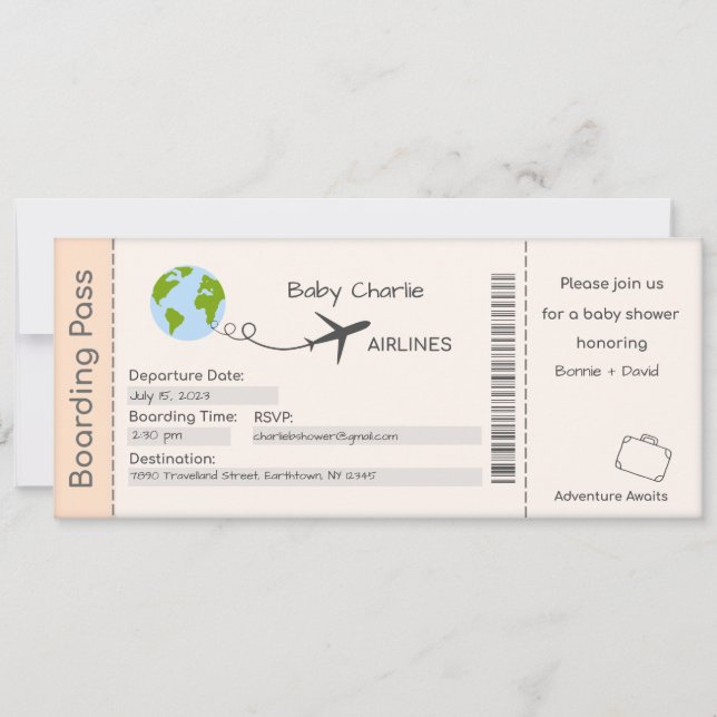 Invitación de Baby Shower, avenidas de aventura, v (Anverso)