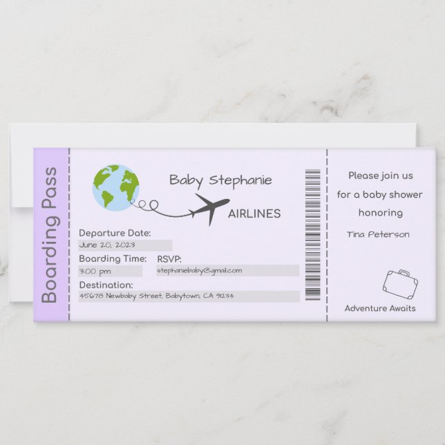 Invitación de Baby Shower, avenidas de aventura, v (Anverso)