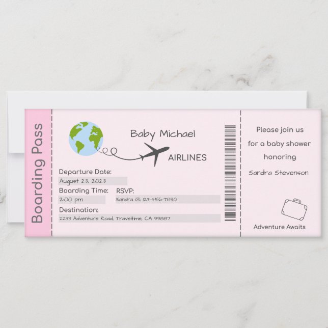 Invitación de Baby Shower, avenidas de aventura, v (Anverso)