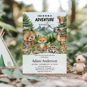 Invitación de Baby Shower Aventura en el Bosque