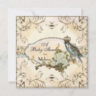 Invitación de Baby Shower - Aves de bosque encanta