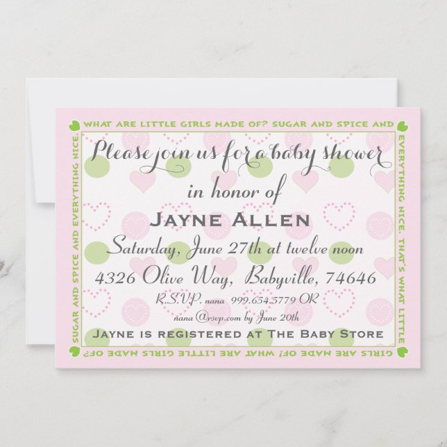 Invitación de Baby Shower "Azúcar y especias" (Anverso)