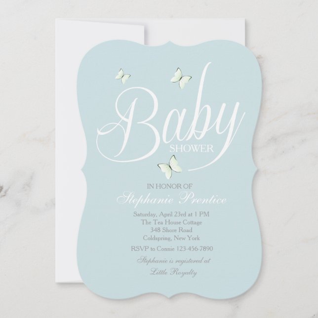 Invitación de Baby Shower azul (Anverso)