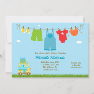 Invitación de Baby Shower azul