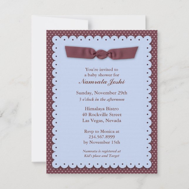 Invitación de Baby Shower azul (Anverso)
