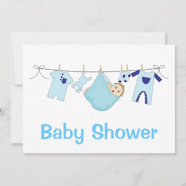 Invitación de Baby Shower azul (Anverso)