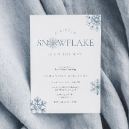 Invitación de Baby Shower azul a un pequeño copo d