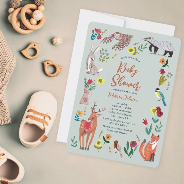 Invitación de Baby Shower Azul Animales del Bosque (Subido por el creador)