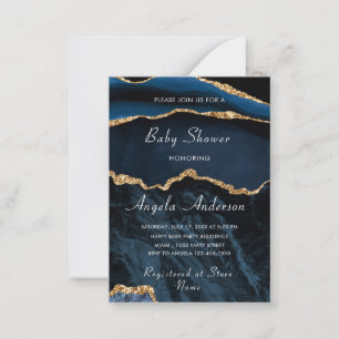 Invitación de Baby Shower azul cielo y dorado Baby