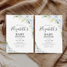 Invitación de baby shower azul claro elegante