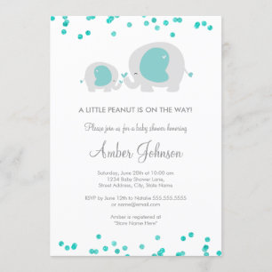 Invitación de Baby Shower Azul de Cacahuete Pequeñ