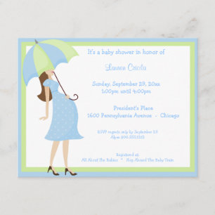 Invitación de Baby Shower azul de moda