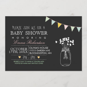 invitación de baby shower azul de pizarra moderna