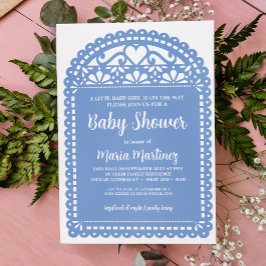 Invitación de Baby Shower azul inspirada en el pin