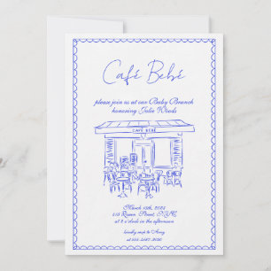 Invitación de Baby Shower azul   Invitación de Bru