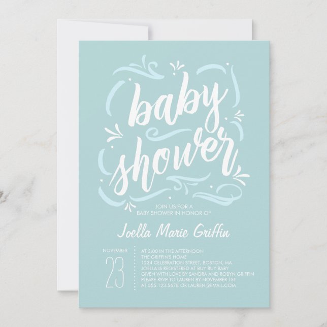 Invitación de Baby Shower azul más dulce (Anverso)