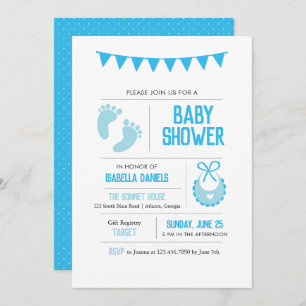 Invitación de Baby Shower azul moderno