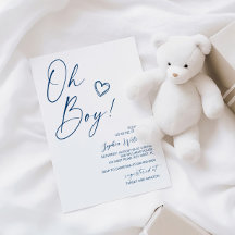Invitación de Baby Shower azul moderno