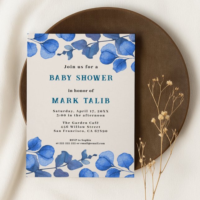 Invitación de Baby Shower azul - Nombre y evento p (Subido por el creador)