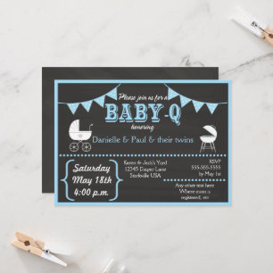 Invitación de Baby Shower azul para el tablero de