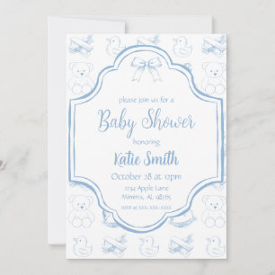 Invitación de Baby Shower Azul para Niño