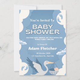 Invitación de Baby Shower Azul para Niños