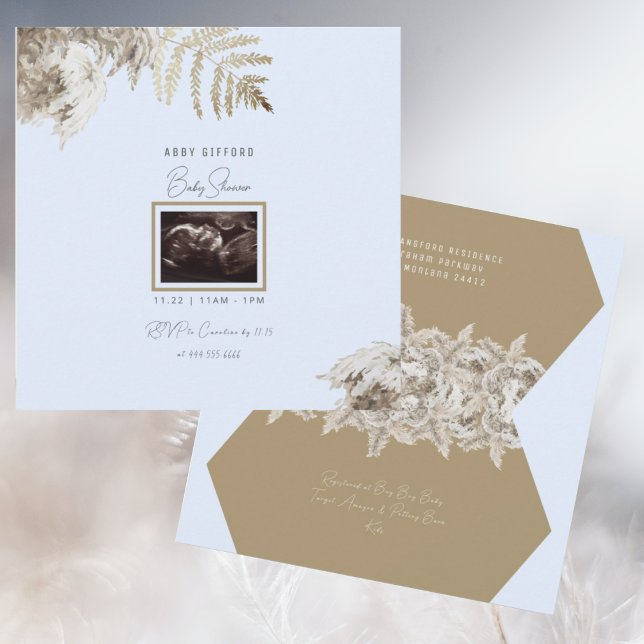 Invitación de Baby Shower azul para ultrasonido bo (Subido por el creador)