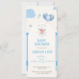 Invitación de Baby Shower azul - Plantilla editabl