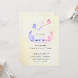 Invitación de Baby Shower azul rosado para revelar