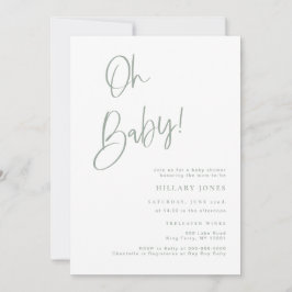 Invitación de Baby Shower azul sabio/verde bohemio