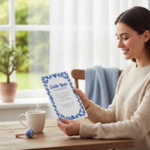 Invitación de Baby Shower Azul Talavera Mexicana