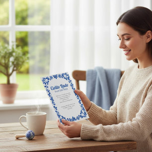 Invitación de Baby Shower Azul Talavera Mexicana