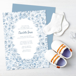 Invitación de Baby Shower azul turbio elegante
