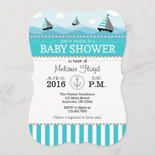 Invitación de Baby Shower azul turquesa