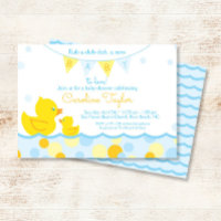 Invitación de Baby Shower azul y amarillo dudoso d