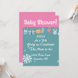 Invitación de Baby Shower Azul y Rosa