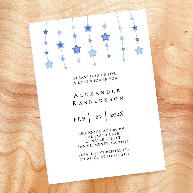 Invitación de Baby Shower Baby Blue String of Star (Subido por el creador)