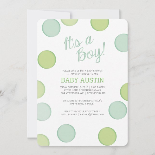 Invitación de Baby Shower | Baby Boy Bubys (Anverso)
