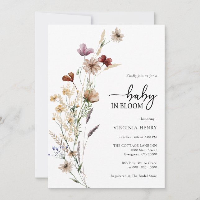 Invitación de Baby Shower Baby In Bloom (Anverso)