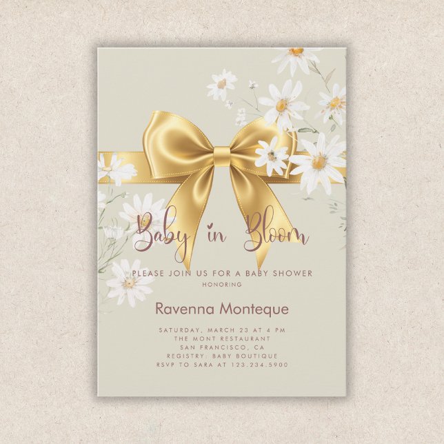 Invitación de Baby Shower Baby in Bloom Chic Gold  (Subido por el creador)