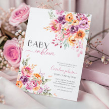 Invitación de Baby Shower Baby in Bloom | Rosa Blu