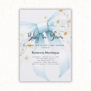 Invitación de baby shower Baby in Bloom Soft Blue 