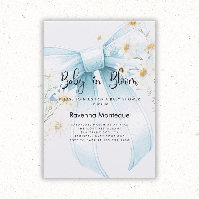 Invitación de baby shower Baby in Bloom Soft Blue  (Subido por el creador)
